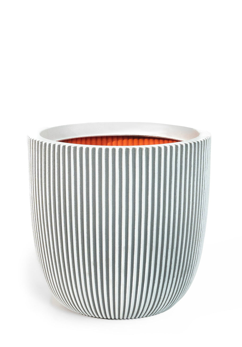 Capi Ivory Round Planter – 16" Vertical Grooved Texture