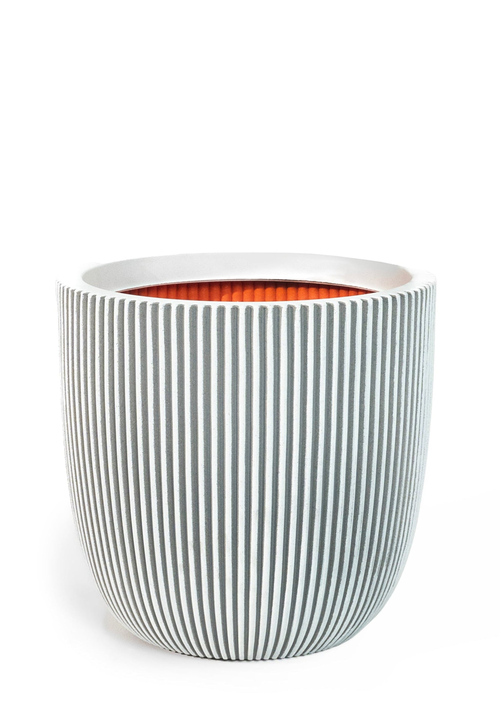 Capi Ivory Round Planter – 16" Vertical Grooved Texture