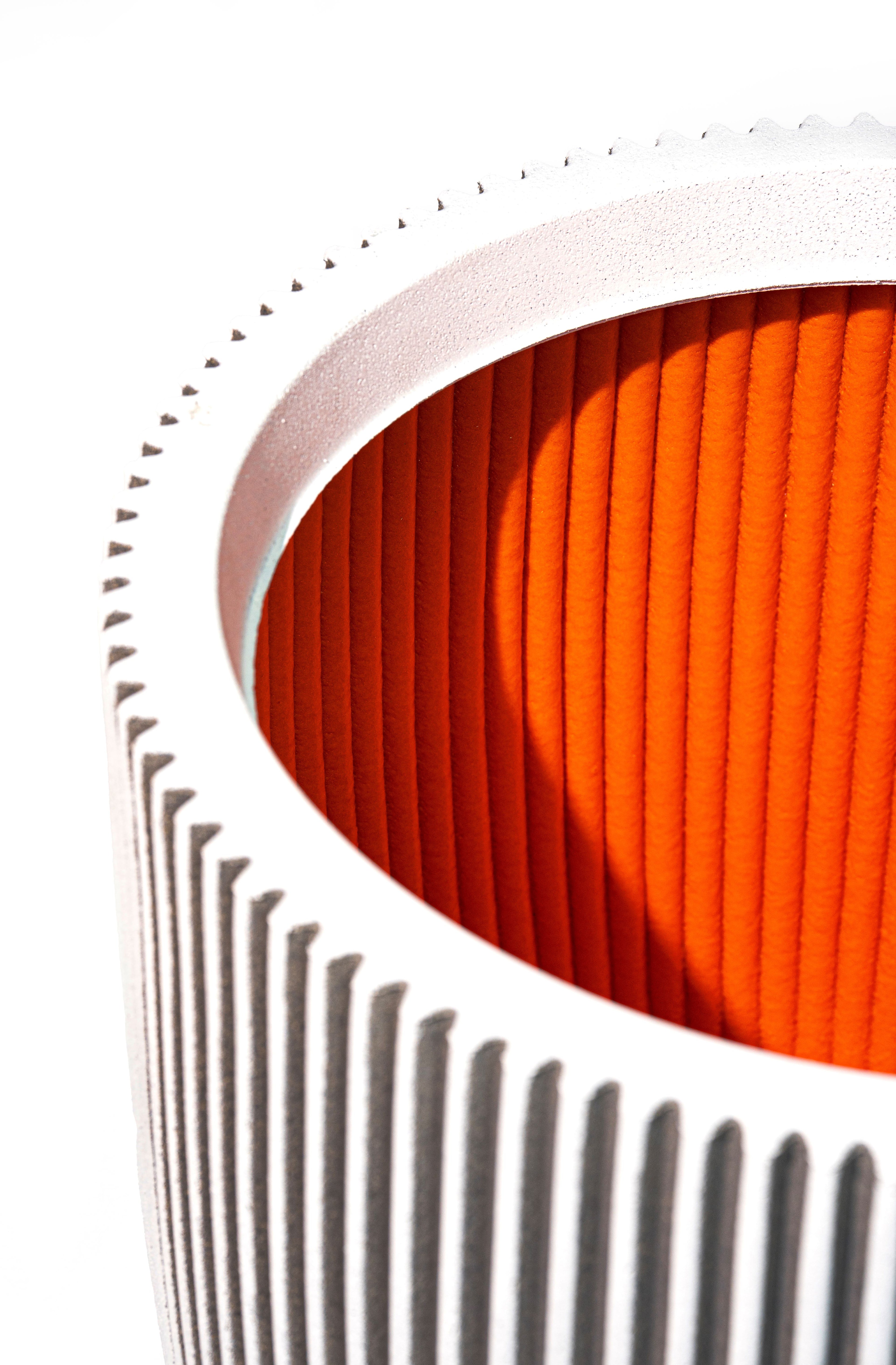 Capi Ivory Round Planter – 16" Vertical Grooved Texture