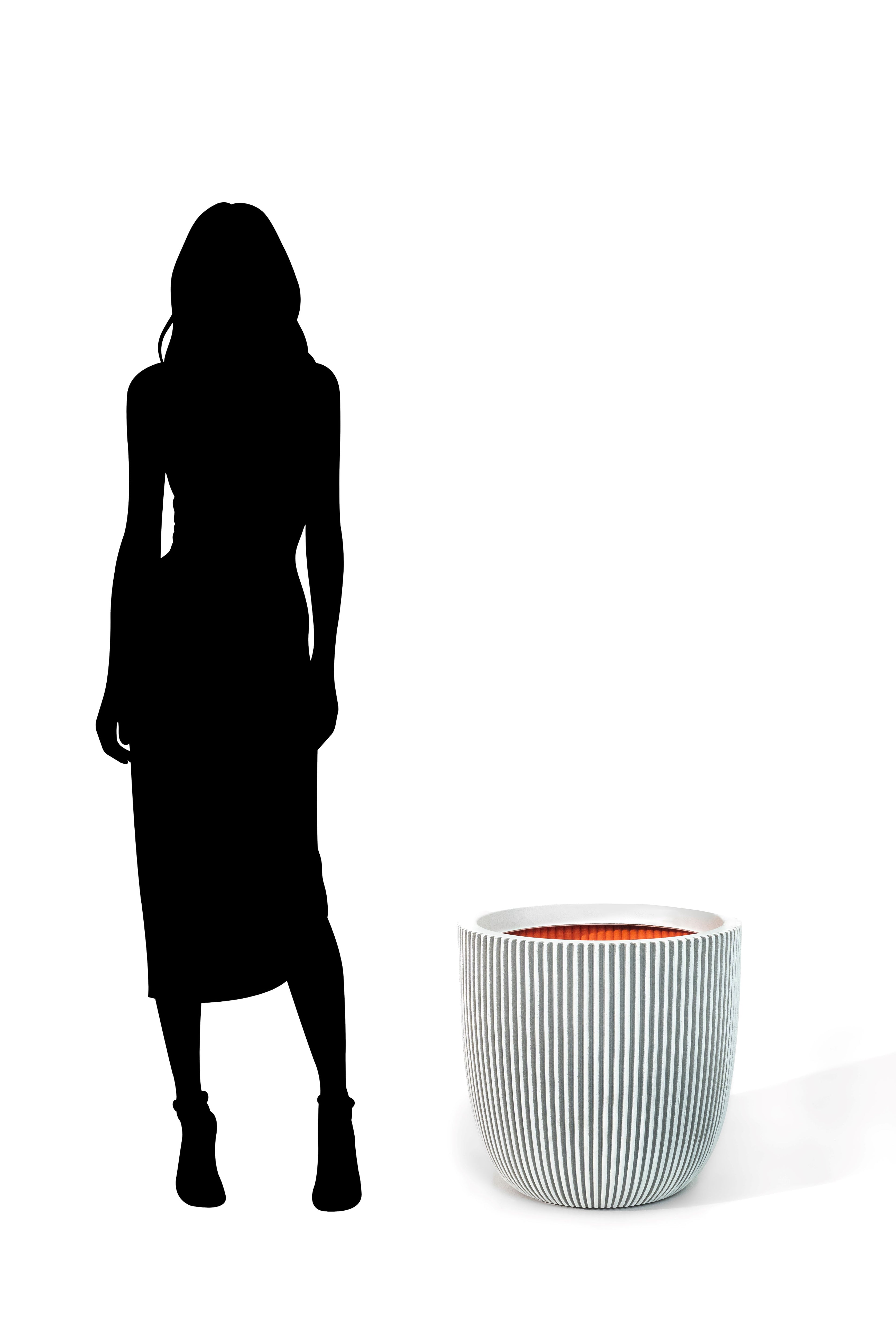 Capi Ivory Round Planter – 16" Vertical Grooved Texture