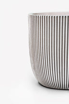 Capi Ivory Round Planter – 16" Vertical Grooved Texture