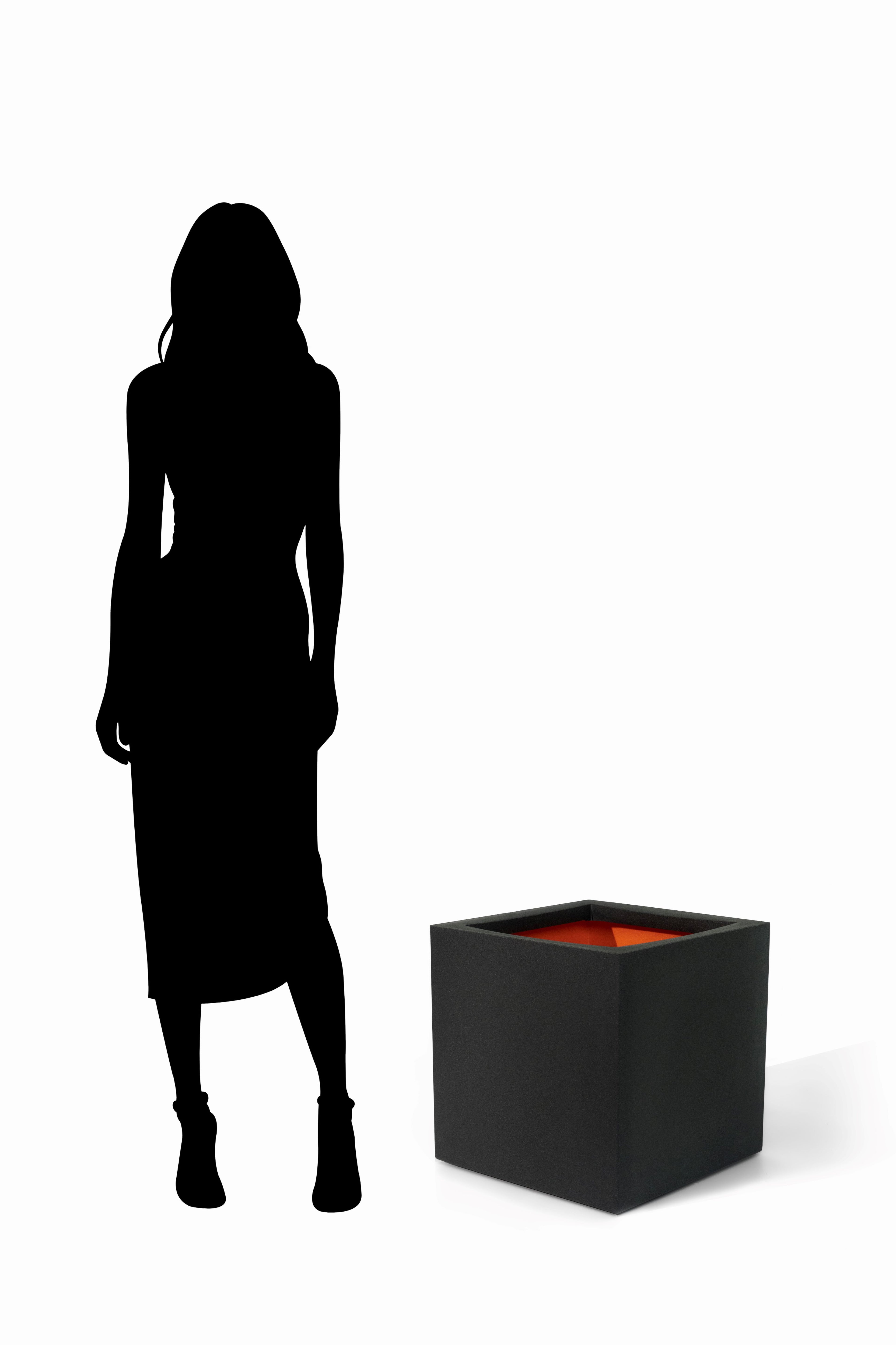 Capi Black Square Planter – 16" Smooth Minimalist Design