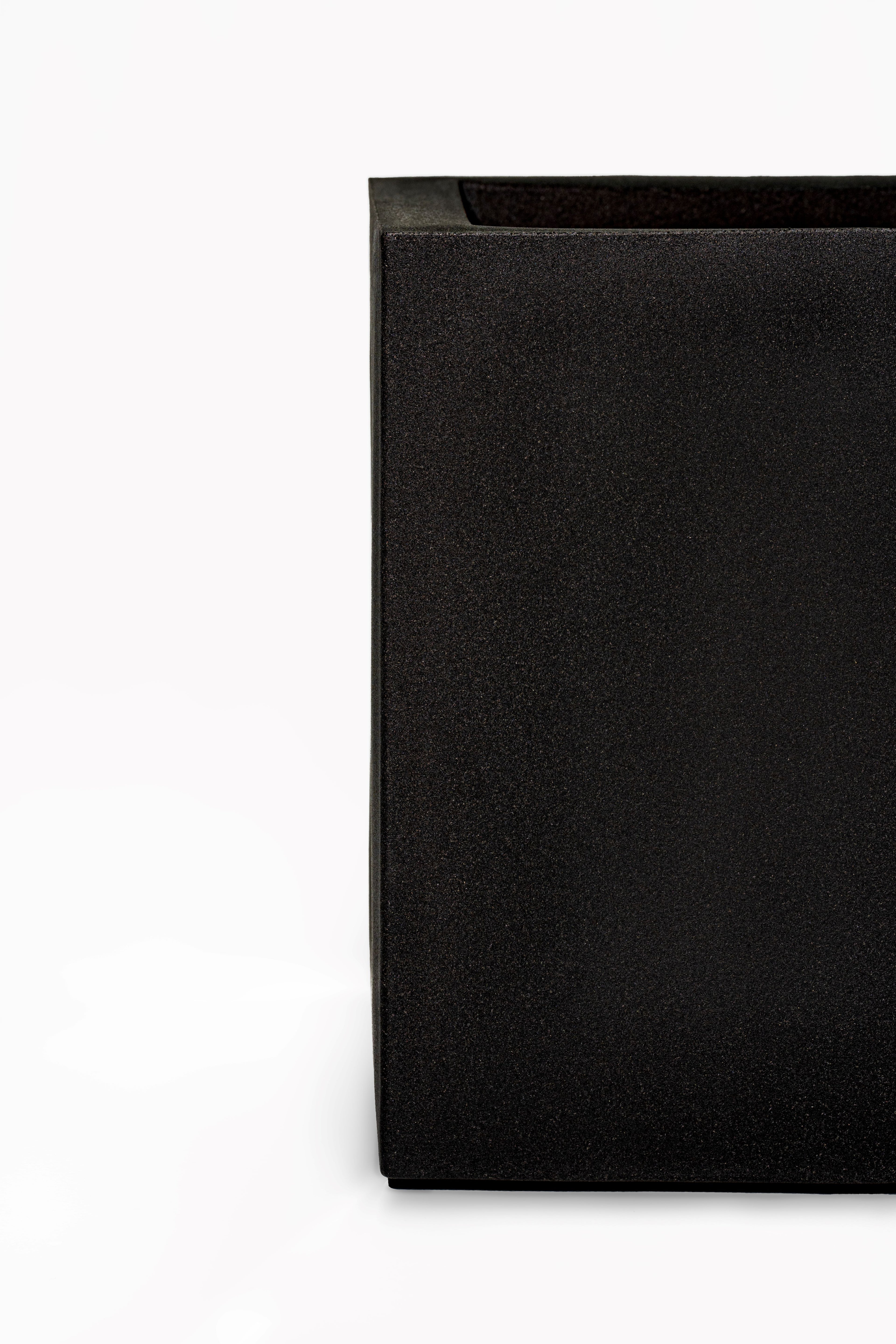 Capi Black Square Planter – 16" Smooth Minimalist Design