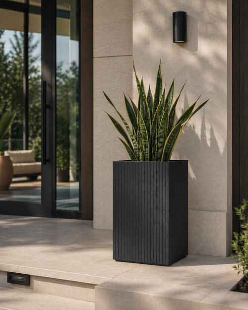 Coro Square High Planter - Charcoal