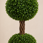 Artificial Double Ball Topiary Tree 48” – Faux Indoor Plant – Modern Decor Accent – UV Protected