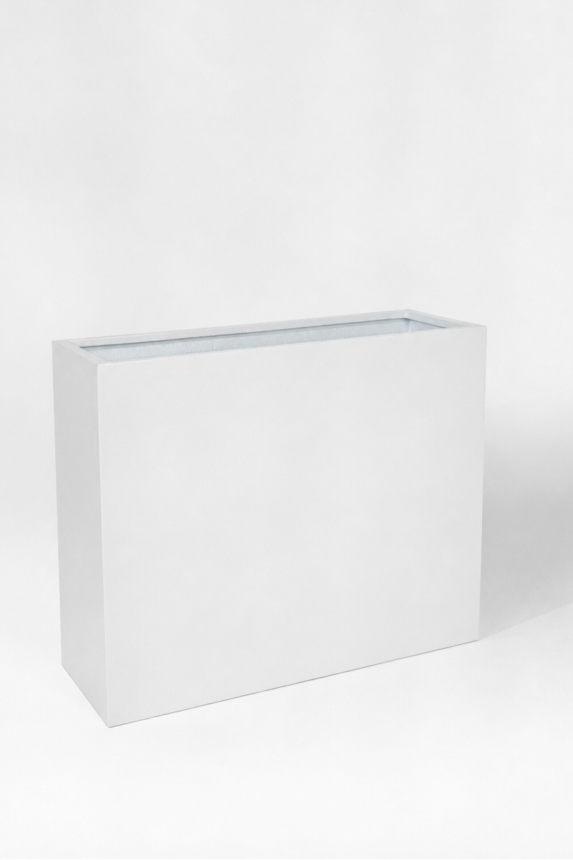 White Rectangular Planter - Fiberglass