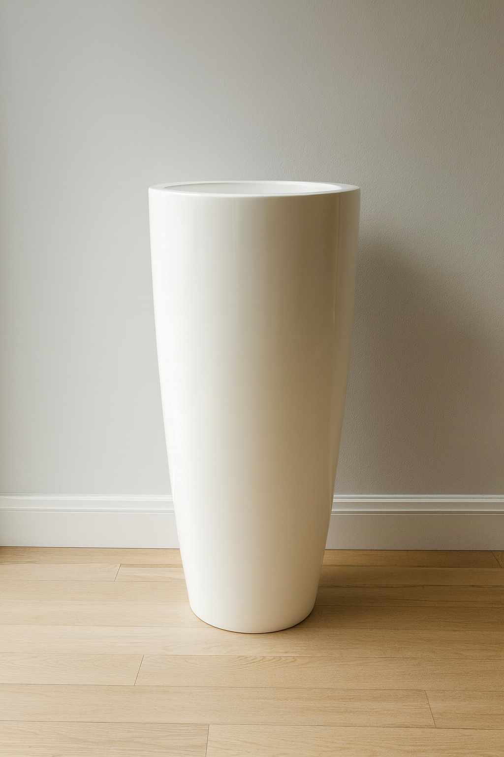 Santorini White Round Planter – 30.7" Smooth Finish