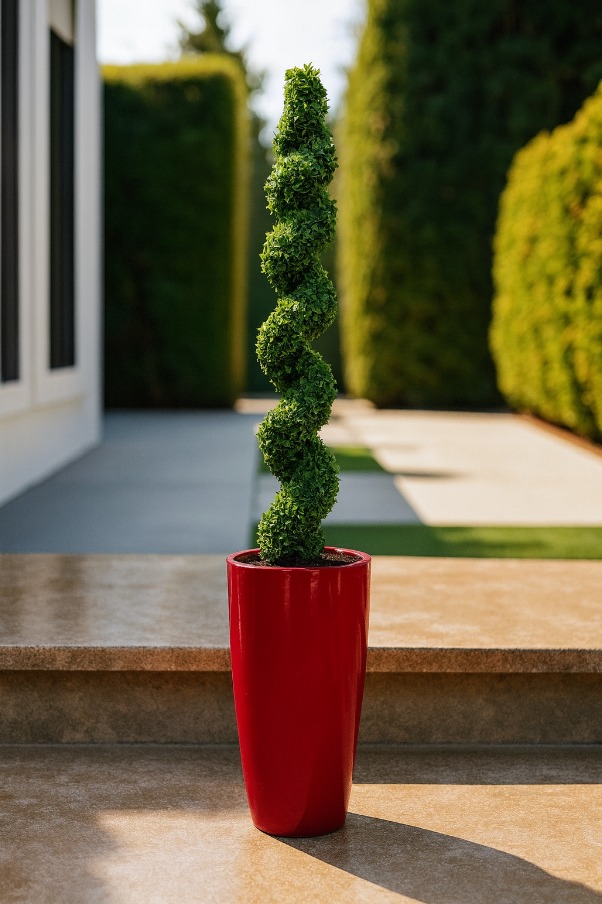 Santorini Red Round Planter –  25.6" Glossy Finish