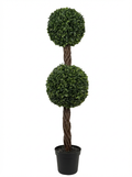 Artificial Double Ball Topiary Tree 48” – Faux Indoor Plant – Modern Decor Accent – UV Protected