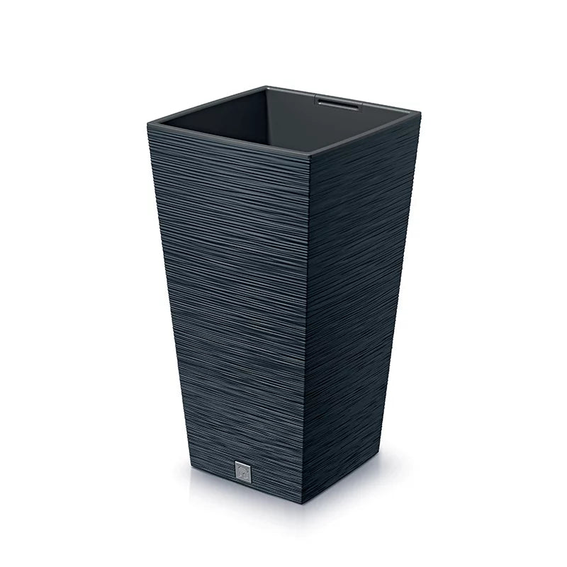 Furu Black Square Planter – 30" Horizontal Lined Texture