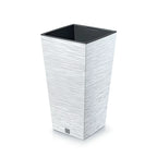 Furu White Square Planter – 30" Horizontal Lined Texture