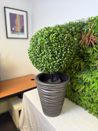 Wave City Medium Gray Round Planter – 17.5" Wavy Textured Design