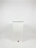 Furu White Square Planter – 30" Horizontal Lined Texture