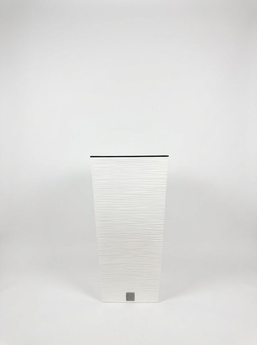 Furu White Square Planter – 30" Horizontal Lined Texture