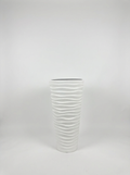Wave City Round Planter – 29.5" White Wavy Textured Design