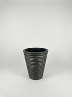 Wave City Medium Gray Round Planter – 17.5" Wavy Textured Design