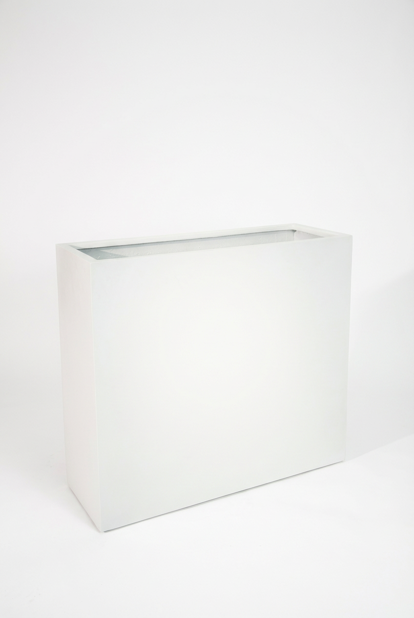 White Fiberglass Square Planter –  35.5" Large Modern Design