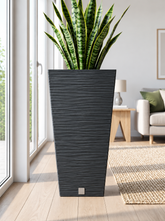 Furu Square 30" Tall Modern Planter - Black
