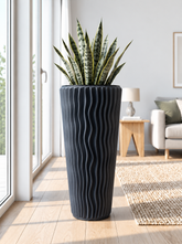 Sand City 29.5" Tall Modern Planter – Black