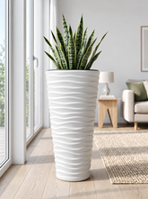 Wave City 29.5" Tall Modern Planter – White