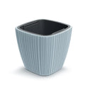 Oro Light Gray Square Planter – 14.2" Vertical Ribbed Texture