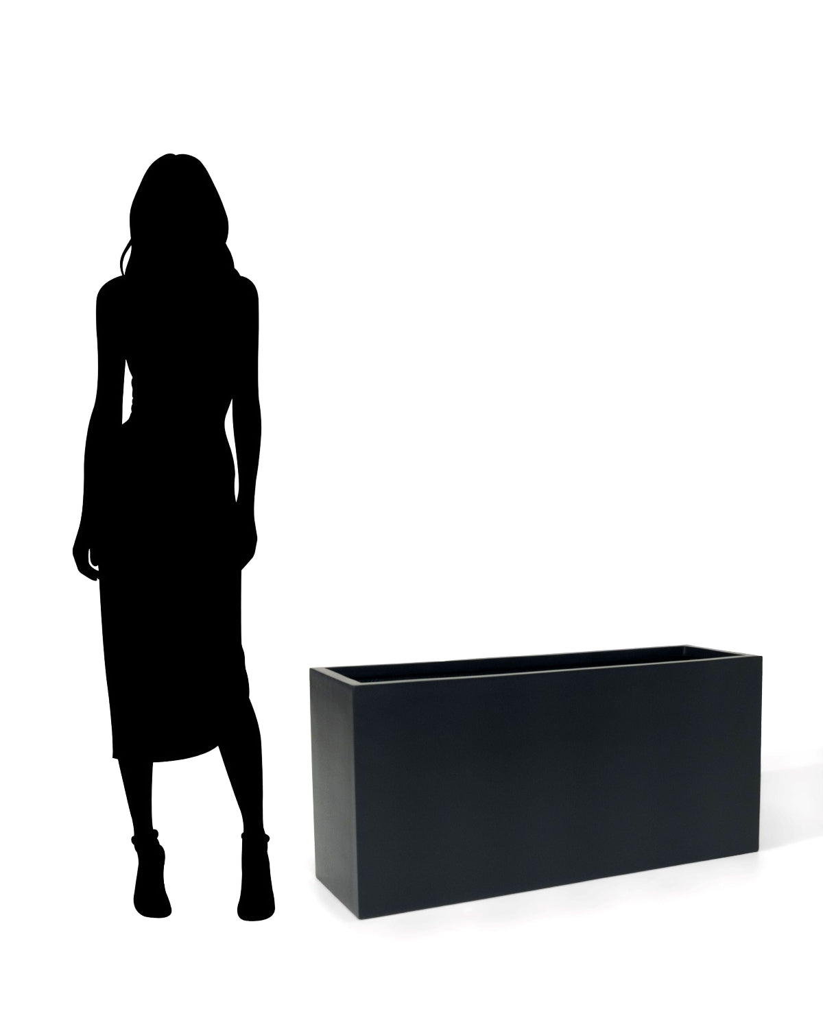 Charcoal Rectangular Planter – 38" Modern Fiberglass Design