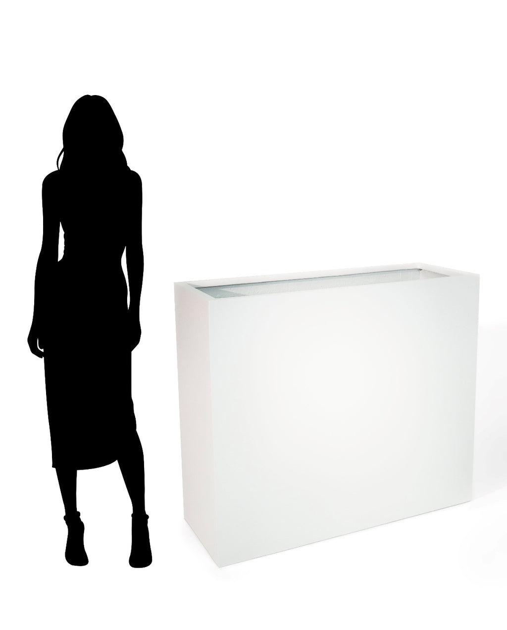 White Fiberglass Square Planter –  35.5" Large Modern Design