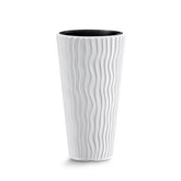Textured Vertical-Line Round Planter – 28" Tall, White