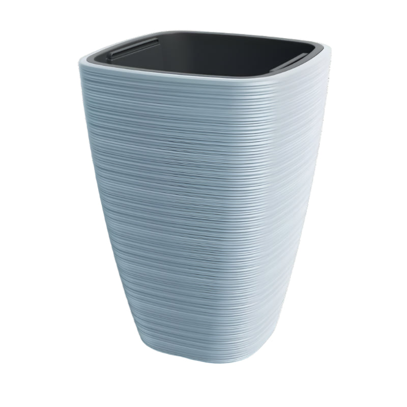 Vena Light Gray Square Planter – 17" Ribbed Texture