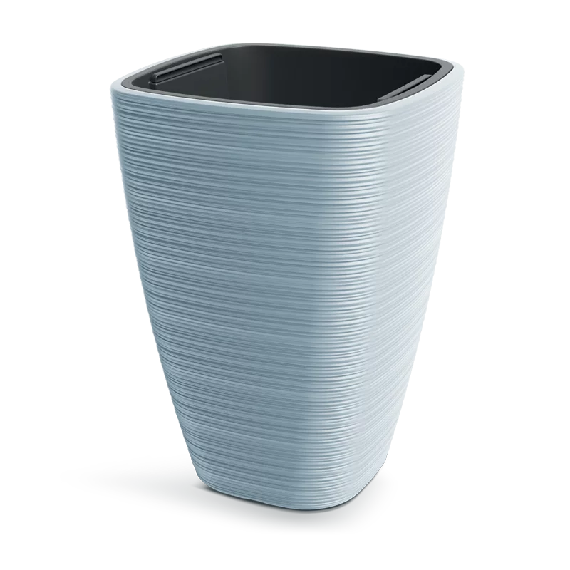 Vena Light Gray Square Planter –21" Ribbed Texture