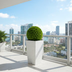 Furu White Square Planter – 30" Horizontal Lined Texture