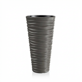 Modern Wavy Round Planter – 29.5" Tall, Gray (UV-Resistant)