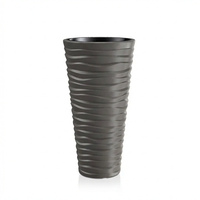 Modern Wavy Round Planter – 29.5" Tall, Gray (UV-Resistant)