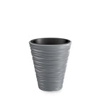 Wave City Medium Gray Round Planter – 17.5" Wavy Textured Design
