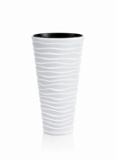Modern Wavy Round Planter – 29.5" Tall, White (UV-Resistant)