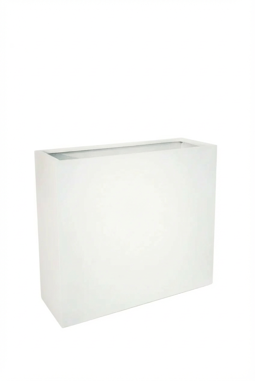 White Fiberglass Square Planter –  35.5" Large Modern Design