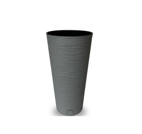 Furu Gray Round Planter – 22.5" Horizontal Lined Texture