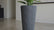 Textured Vertical-Line Round Planter – 28" Tall, Black
