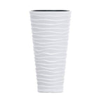 Wave City Round Planter – 29.5" White Wavy Textured Design