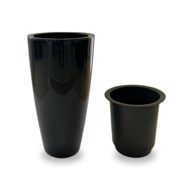 Santorini Anthracite Round Planter – 25.6" Smooth Finish