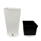 Furu White Square Planter – 30" Horizontal Lined Texture