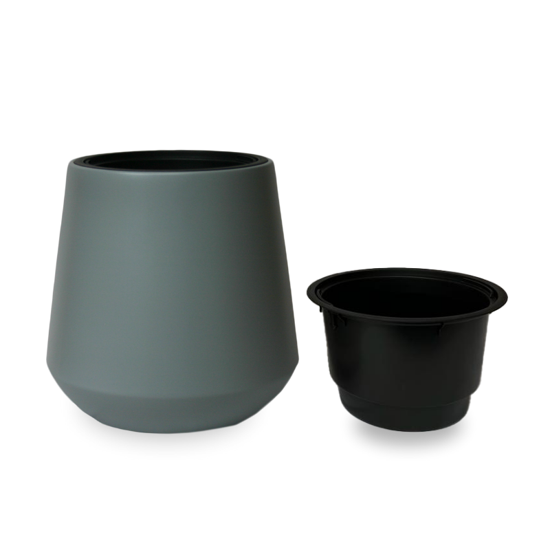Neo City Gray Tapered Round Planter – 17.5" Smooth Finish