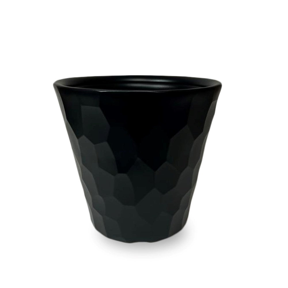 Rocka Black Round Planter – 14.5" Wide Bump Textured Finish