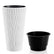 Textured Vertical-Line Round Planter – 28" Tall, White