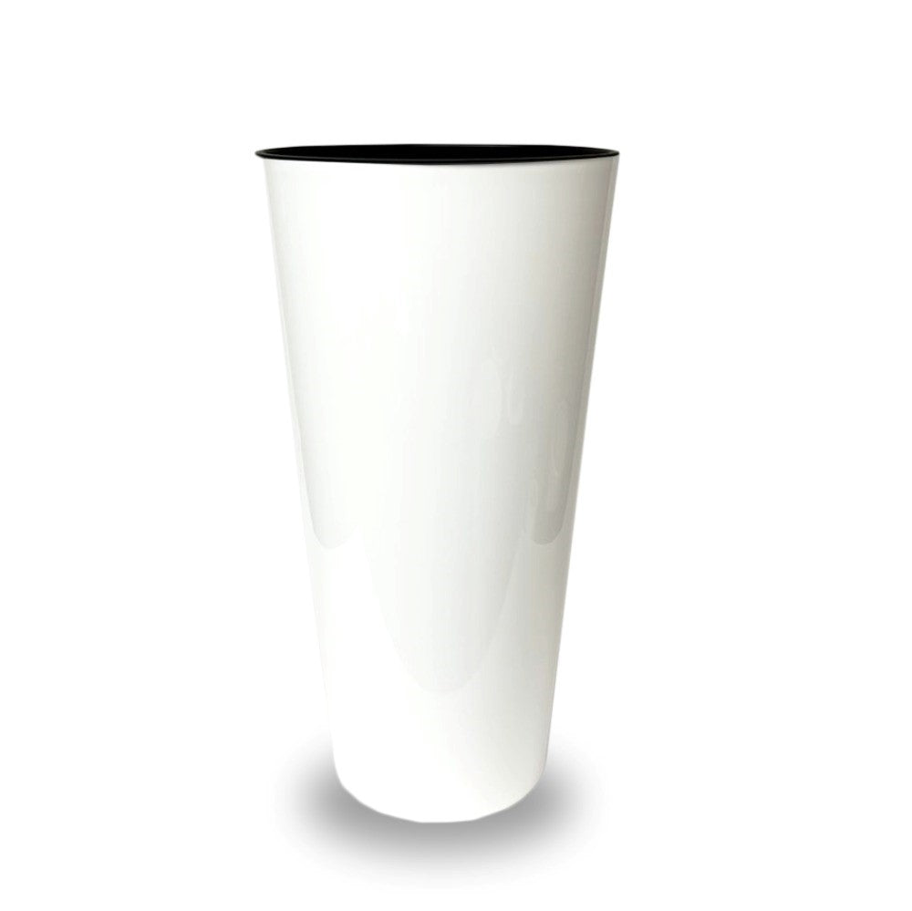 Tubus White Round Planter – 30" High-Gloss Finish