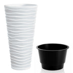 Wave City Round Planter – 29.5" White Wavy Textured Design